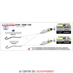 Ligne Complète ARROW Thunder Malaguti 125 XSM / XTM 2019-... Sans Catalyseur