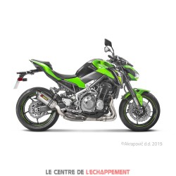 Silencieux AKRAPOVIC Slip-On Kawasaki Z 900 2017-2019 et Z 900 E (A2) 2017-... Coupelle Carbone
