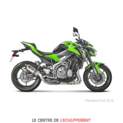 Silencieux AKRAPOVIC Slip-On Kawasaki Z 900 2017-2019 et Z 900 E (A2) 2017-... Coupelle Carbone