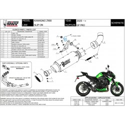 Silencieux MIVV GP PRO Kawasaki Z 900 2020-... Avec Grille