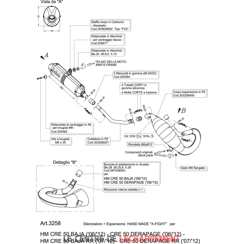 Impianto Di Scarico Completo LeoVince X-Fit In Acciaio Inox Per HM CRE 50 Derapage/RR/Baja/50 RR
