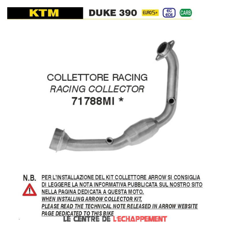Collecteur sans catalyseur Arrow KTM 390 Duke 2024-...